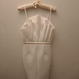 Scalloped white cocktail dress